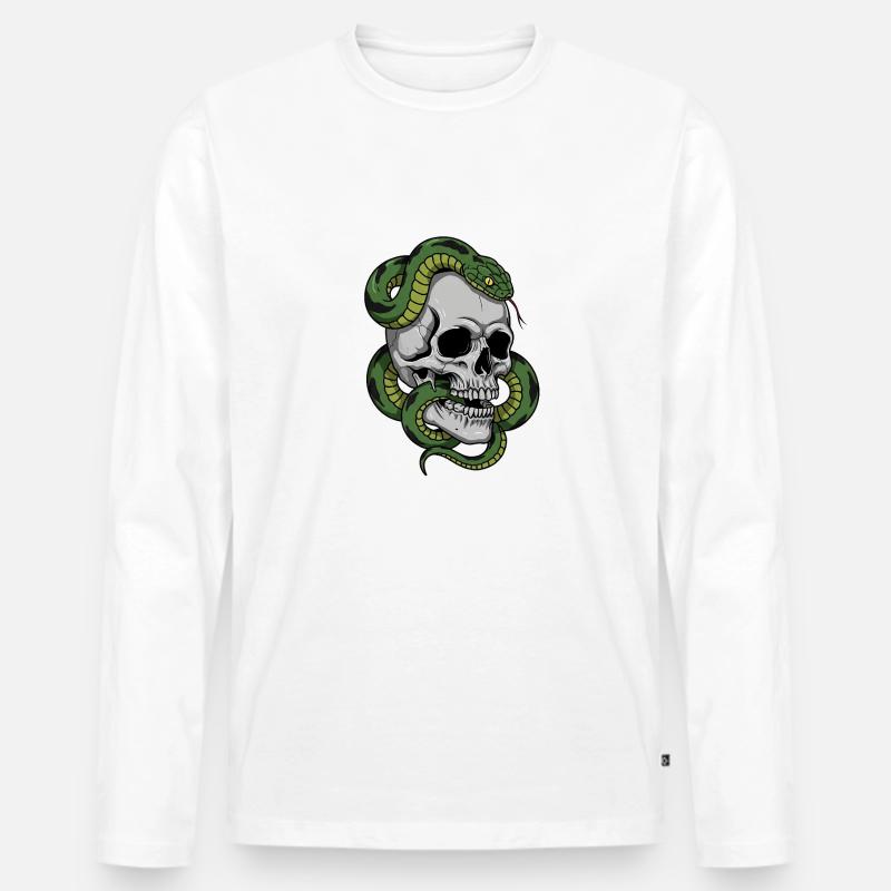 Schädel & Schlange – Symbol des Todes - Männer Premium Bio Langarmshirt - undefined