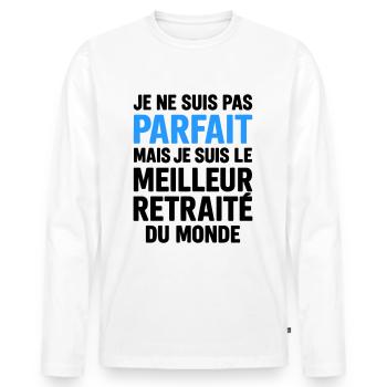 Meilleur retraité cadeau départ à la retraite - T-shirt manches longues Premium bio Homme - blanc - Devant - Nico (187cm)