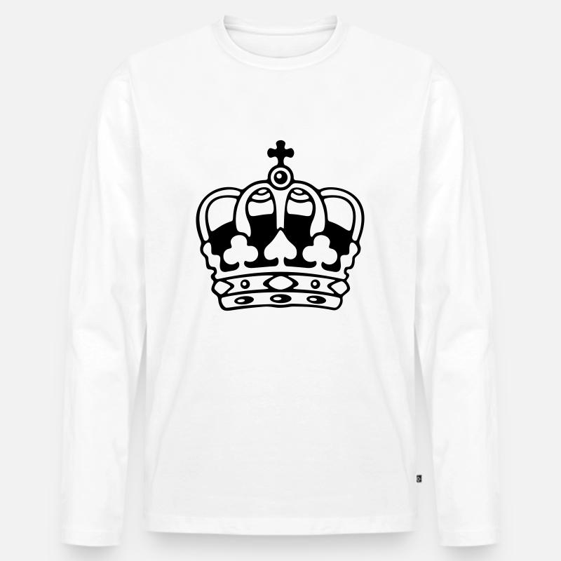 Krone / Crown - Männer Premium Bio Langarmshirt - Weiß