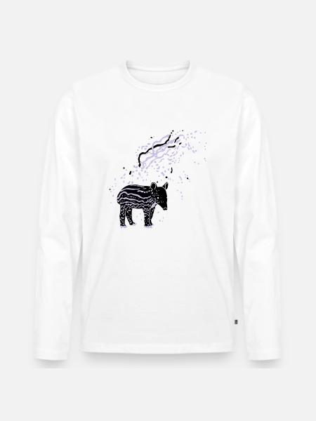 PLUX Tapir - Männer Premium Bio Langarmshirt - Weiß