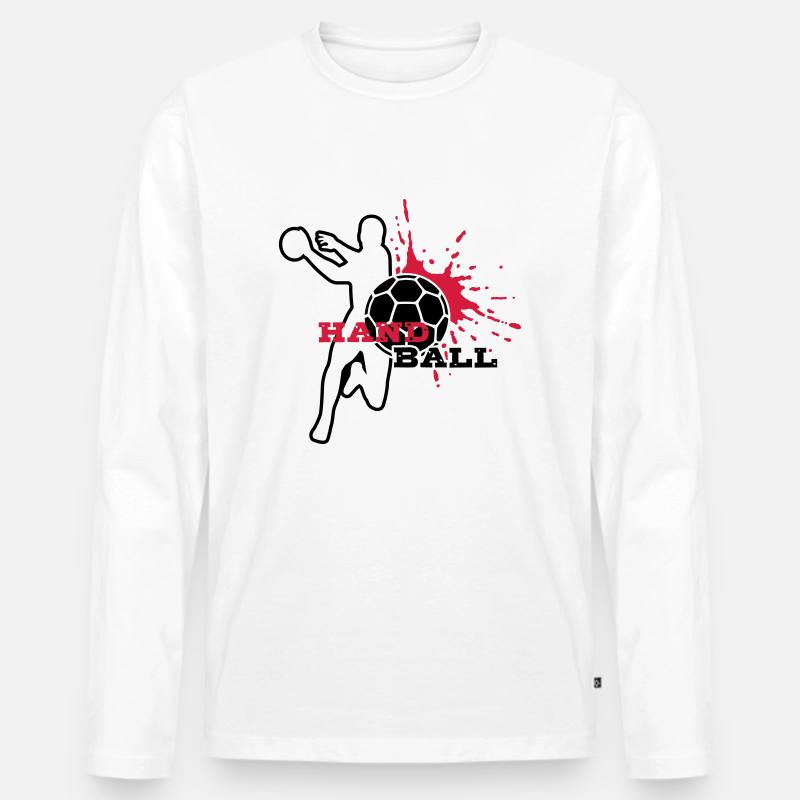 HANDBALL Spieler-Splash - Männer Premium Bio Langarmshirt - Weiß
