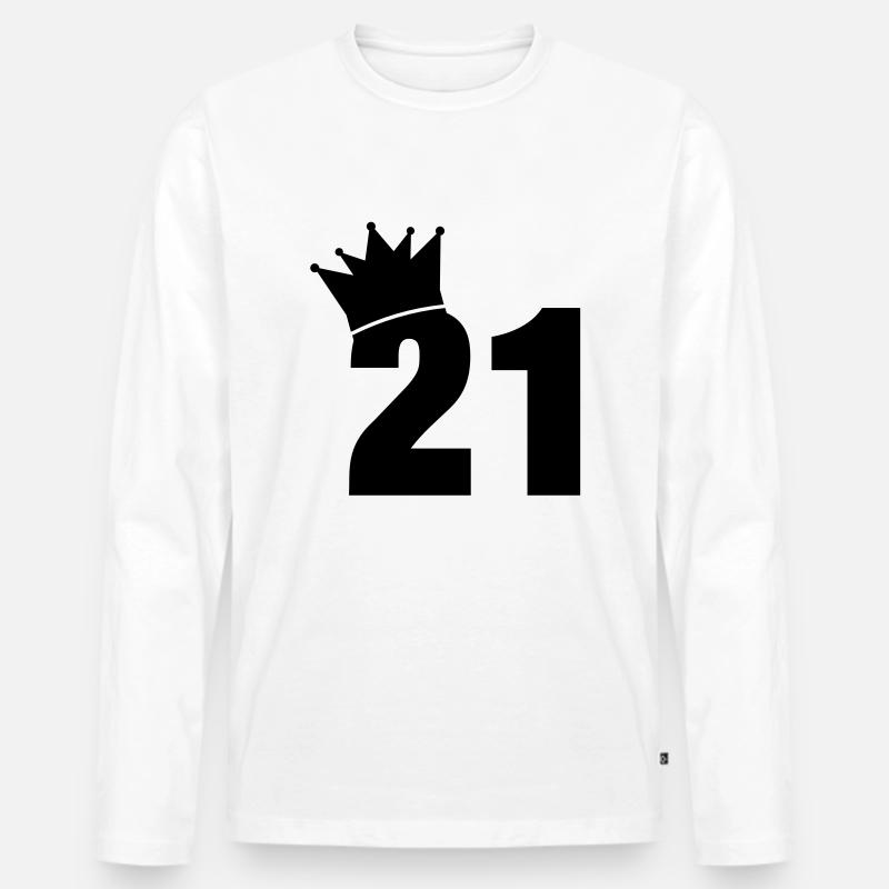 21_krone_f1 - Männer Premium Bio Langarmshirt - Weiß