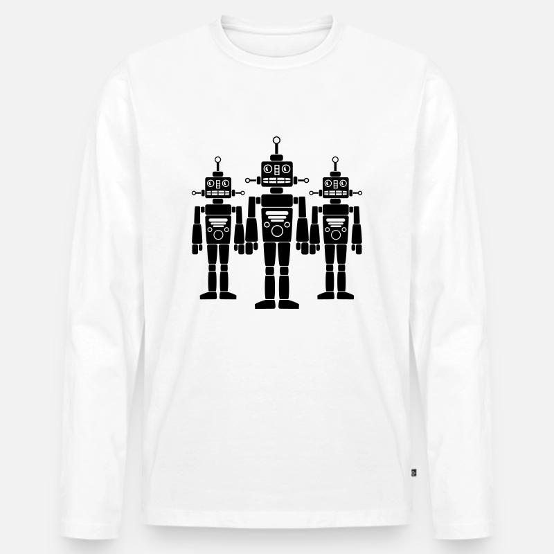 Cool Robots Team - Männer Premium Bio Langarmshirt - Weiß