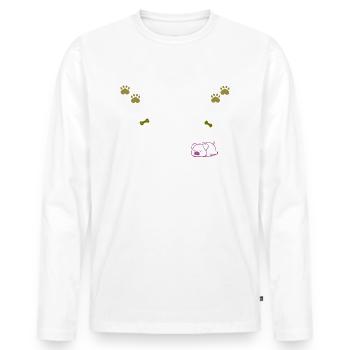 Hunde Shirt • Hundeliebe • Geschenk für Damen - Männer Premium Bio Langarmshirt - Weiß - Vorne - Nico (187cm)