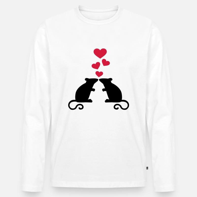 Maus - Männer Premium Bio Langarmshirt - Weiß