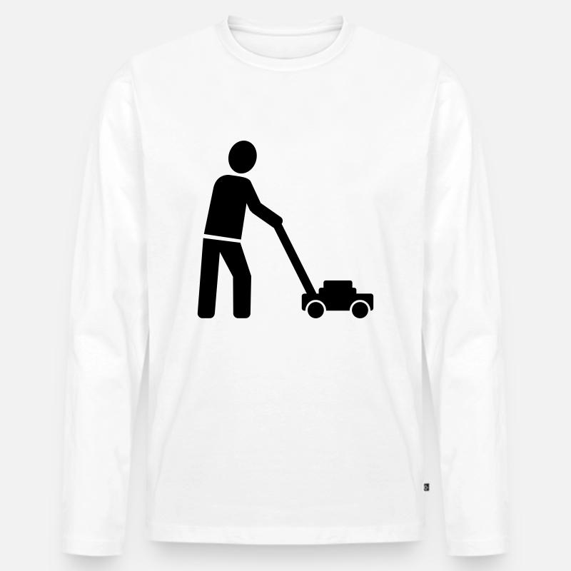 Rasenmäher - Männer Premium Bio Langarmshirt - Weiß
