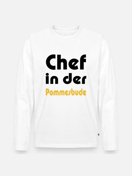Chef in der Pommesbude - Männer Premium Bio Langarmshirt - Weiß