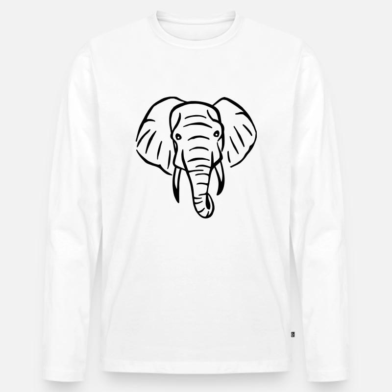 Elefant - Männer Premium Bio Langarmshirt - Weiß