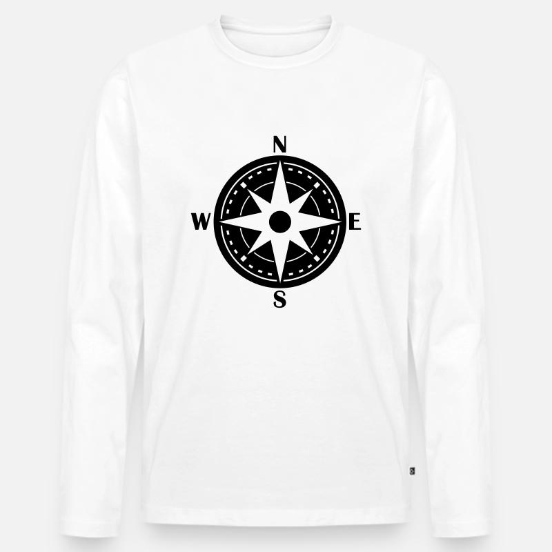 kompass_02 - Männer Premium Bio Langarmshirt - Weiß