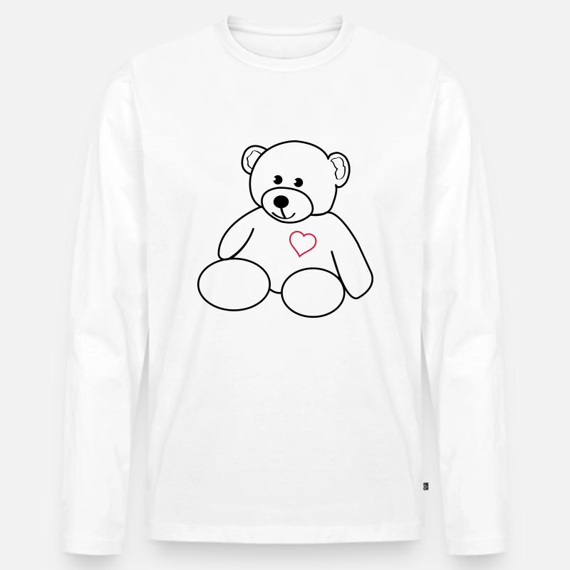 teddy_love - Männer Premium Bio Langarmshirt - Weiß