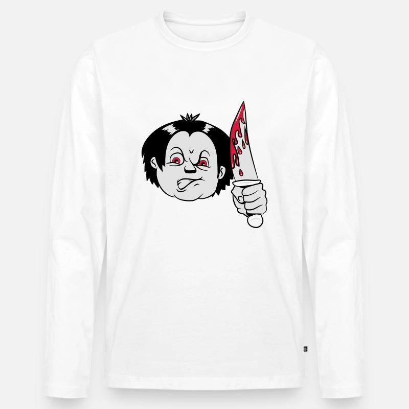 Horror messer - Männer Premium Bio Langarmshirt - Weiß