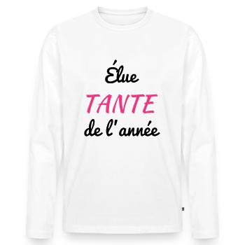 Onkel / Tante / Vetter / Cousin / Kusine - Männer Premium Bio Langarmshirt - Weiß - Vorne - Nico (187cm)