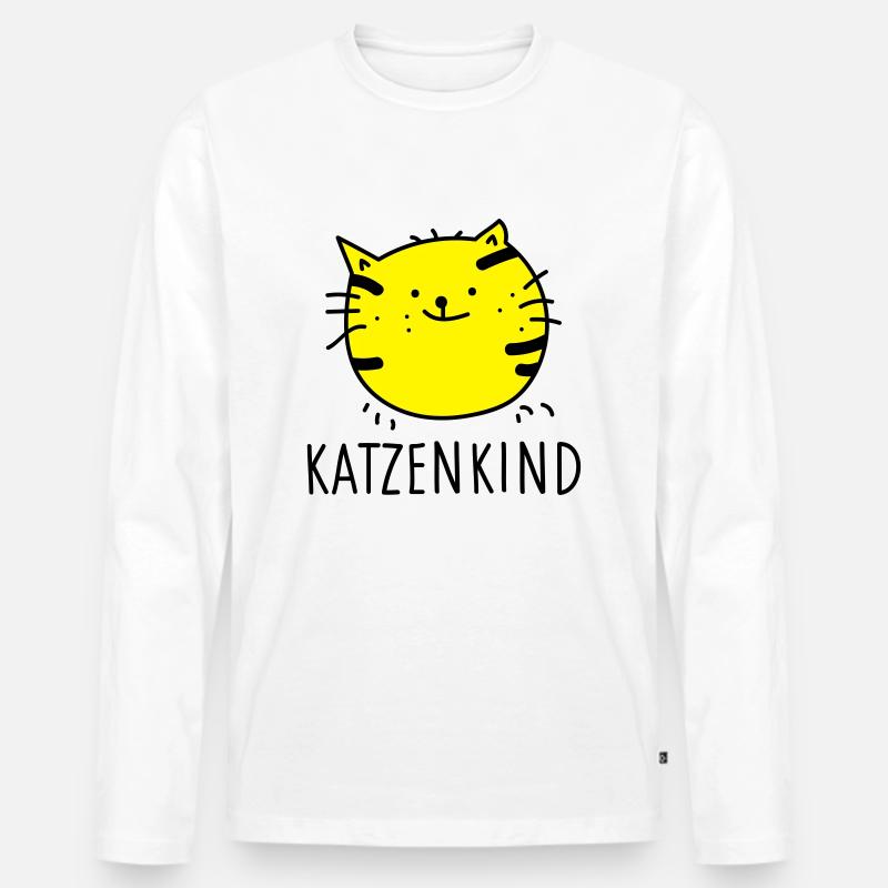 Katzenkind (b) - Männer Premium Bio Langarmshirt - Weiß