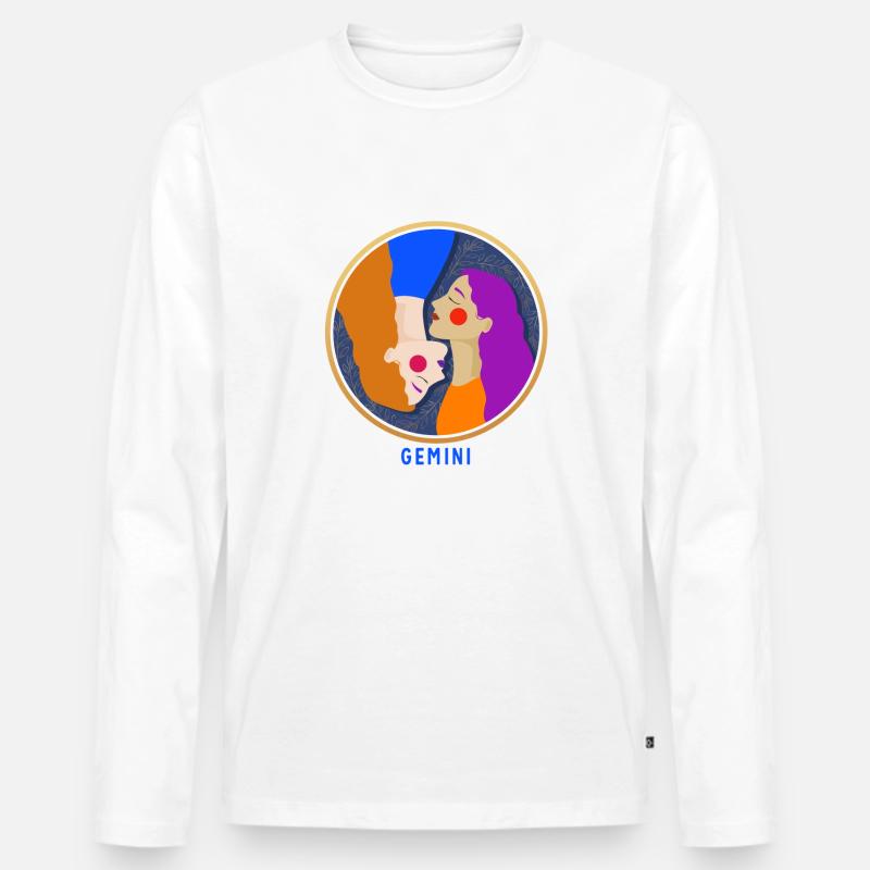 Gemini - Männer Premium Bio Langarmshirt - Weiß