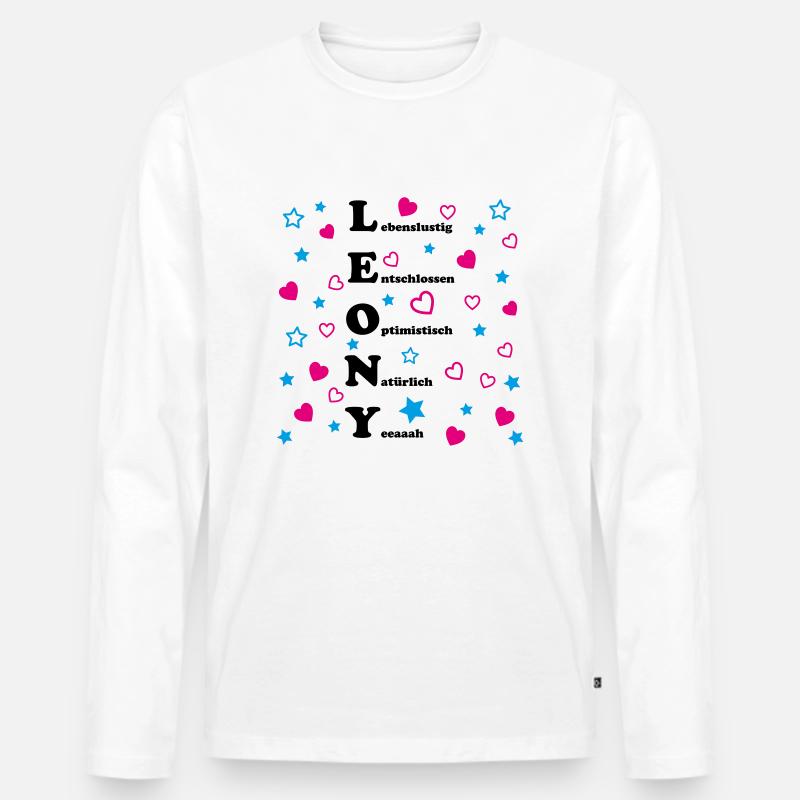 Leony - Männer Premium Bio Langarmshirt - Weiß