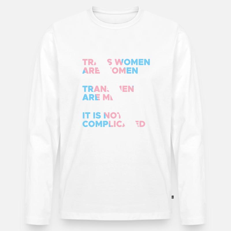 Transfrauen sind Frauen Transmänner sind Männer - Männer Premium Bio Langarmshirt - Weiß