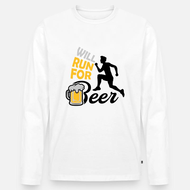 Run for Beer - Männer Premium Bio Langarmshirt - Weiß