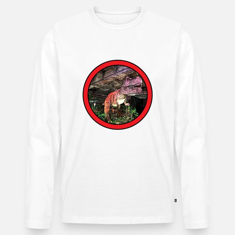 T-Rex - Männer Premium Bio Langarmshirt - Weiß