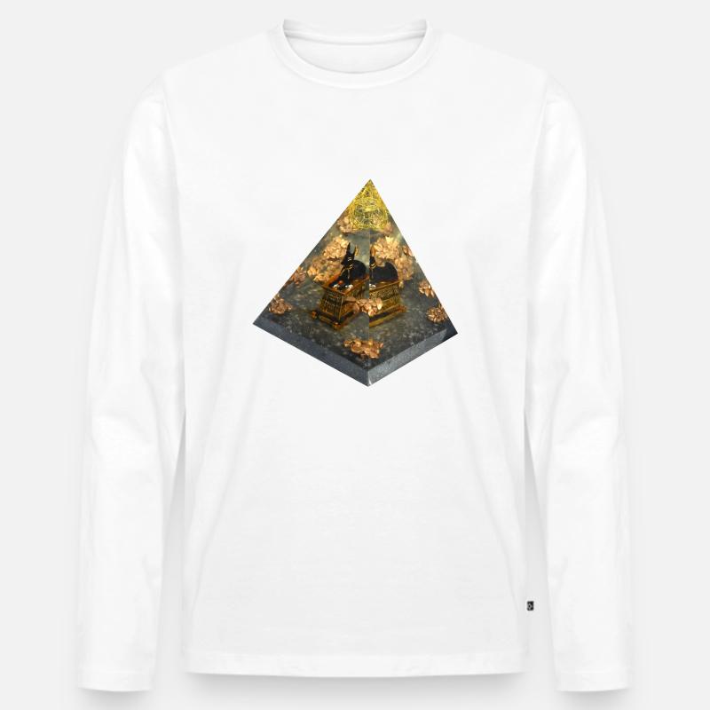 Anubis/ Podenco :-) Pyramide - Männer Premium Bio Langarmshirt - Weiß