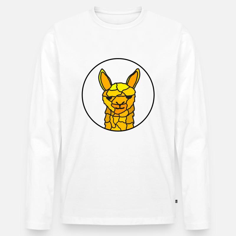 Lama - Männer Premium Bio Langarmshirt - Weiß