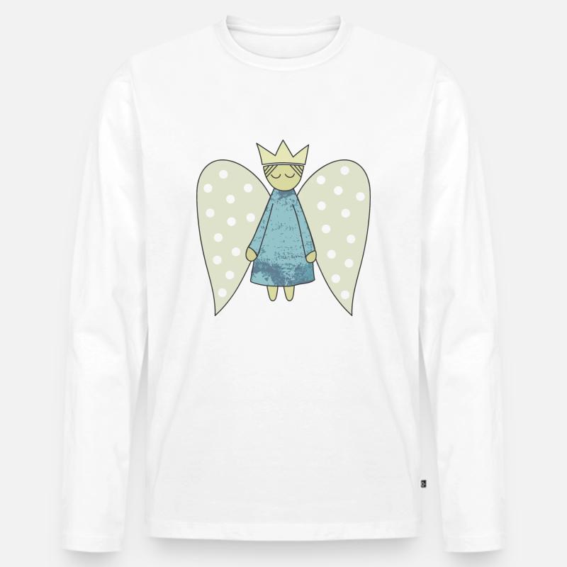 Der Flug des Weihnachtsengels - Männer Premium Bio Langarmshirt - Weiß