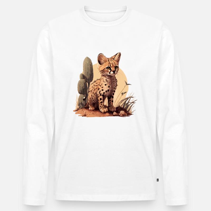 Das wilde Kätzchen - Männer Premium Bio Langarmshirt - Weiß