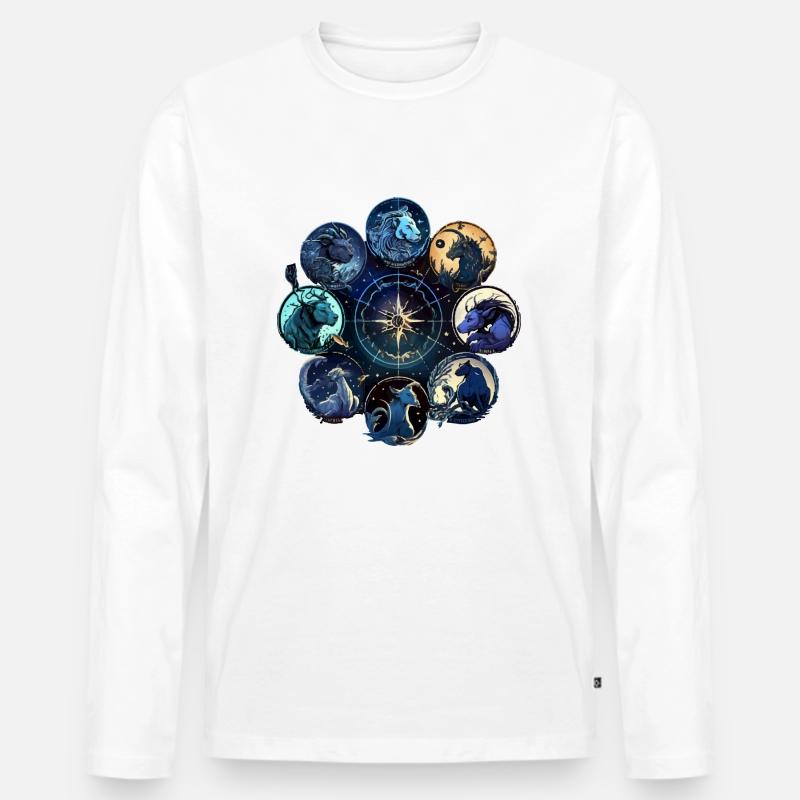 Die Tierkreiszeichen - Männer Premium Bio Langarmshirt - Weiß
