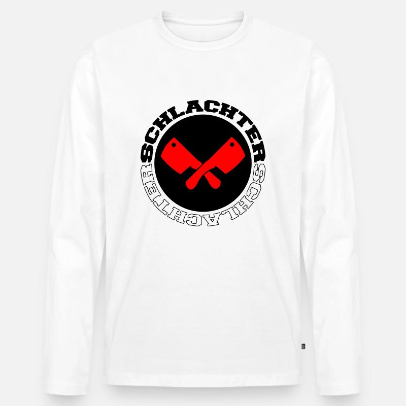 schlachter 002 - Männer Premium Bio Langarmshirt - Weiß