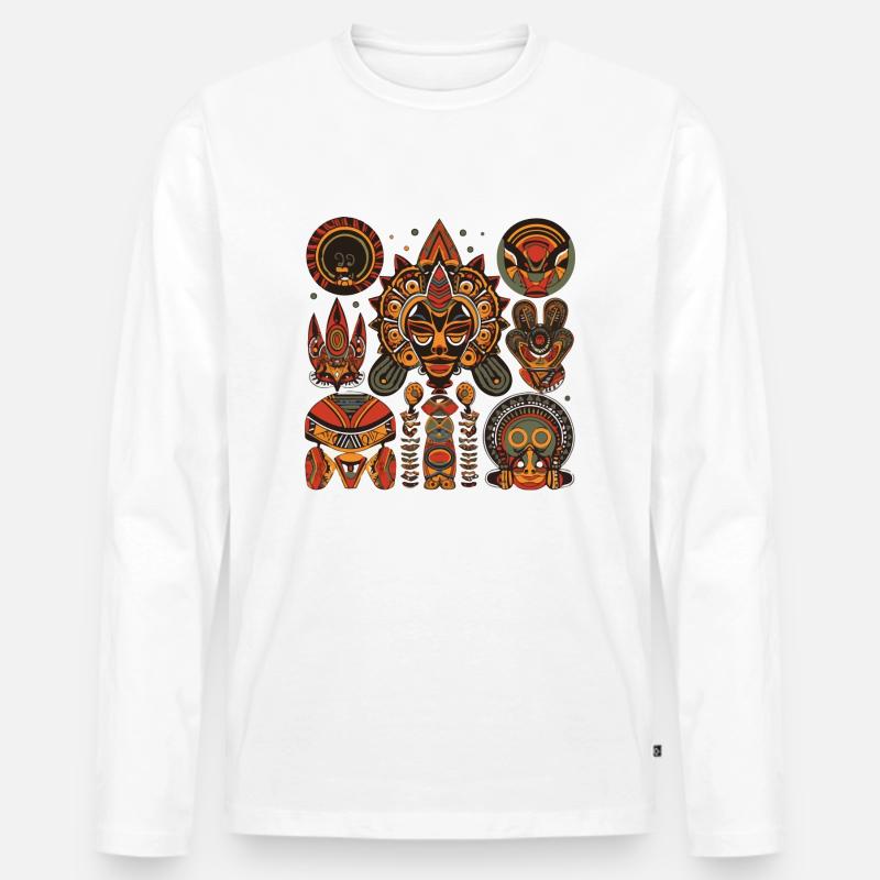 Traditionelles afrikanisches Design - Männer Premium Bio Langarmshirt - Weiß