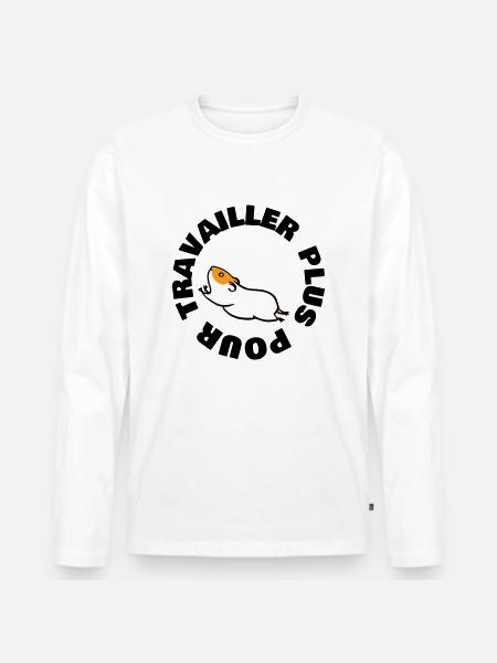 TRAVAILLER PLUS POUR - T-shirt manches longues Premium bio Homme - blanc