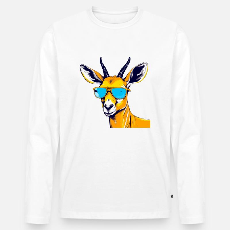 Loka der Impala - Männer Premium Bio Langarmshirt - Weiß