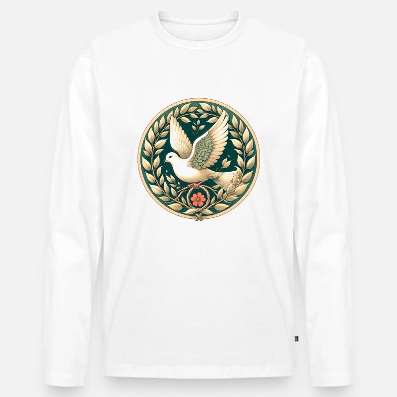 Friedens-Taube - Männer Premium Bio Langarmshirt - Weiß