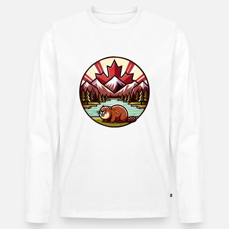 Kanada Bieber 3 - Männer Premium Bio Langarmshirt - Weiß