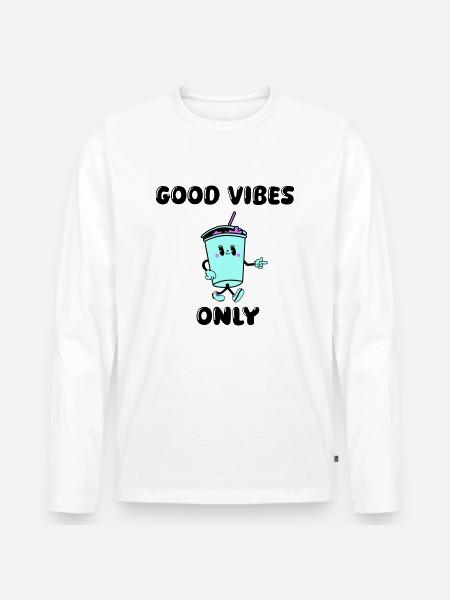 drink cartoon vibes - Men's Premium Organic Long Sleeve Shirt - white