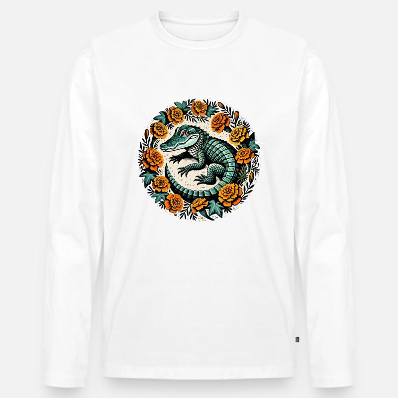 Alligator - Männer Premium Bio Langarmshirt - Weiß