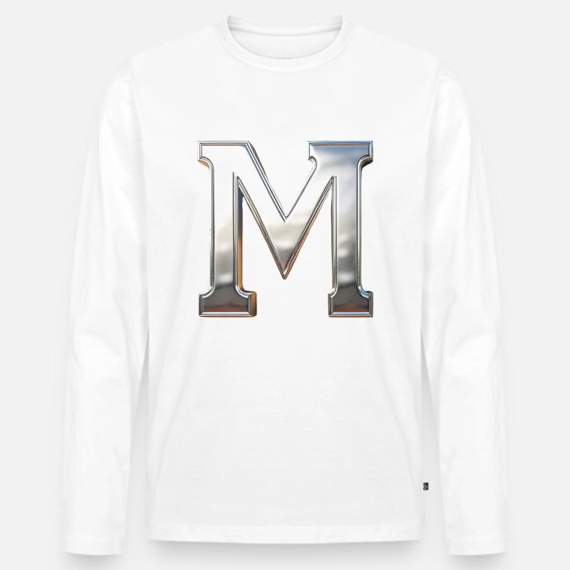 Chrome ,, M " Metallic - Männer Premium Bio Langarmshirt - Weiß