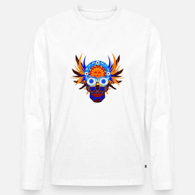 Schädel 15 - Männer Premium Bio Langarmshirt - Weiß
