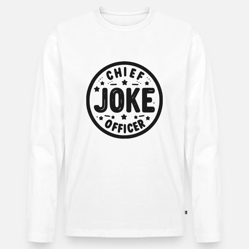 Leitender Witzbold - Männer Premium Bio Langarmshirt - Weiß