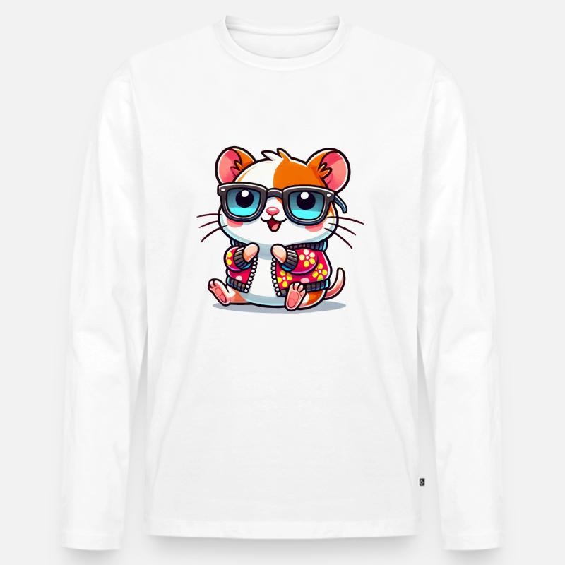hamster comic cool - Männer Premium Bio Langarmshirt - Weiß