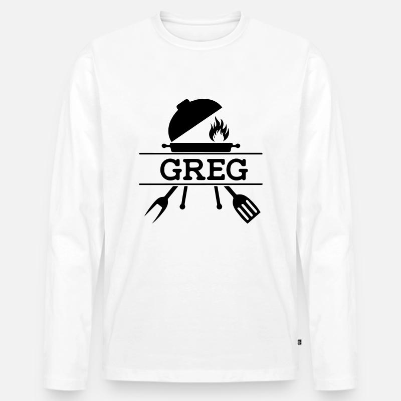 Grill Greg - Männer Premium Bio Langarmshirt - Weiß