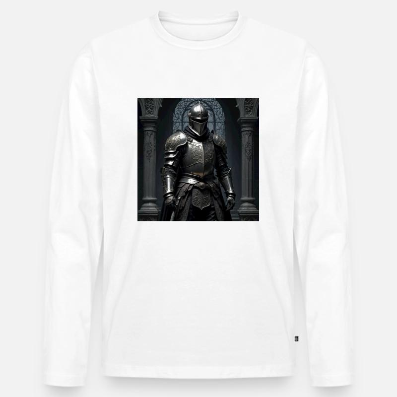 Ritter - Männer Premium Bio Langarmshirt - Weiß