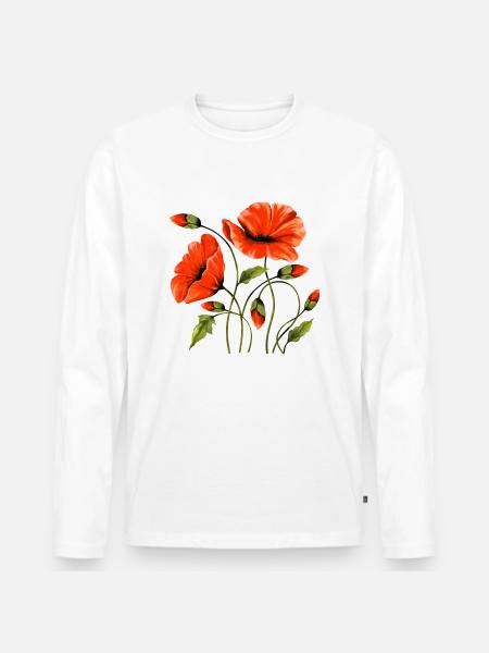 Blumen - Männer Premium Bio Langarmshirt - Weiß