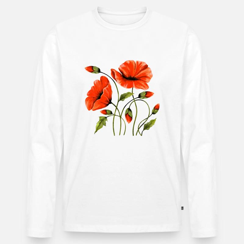 Fleur - T-shirt manches longues Premium bio Homme - blanc