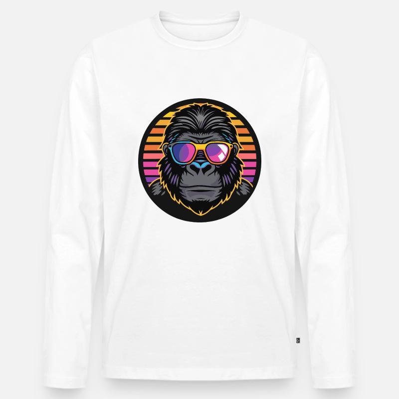 Gorilla Comic Cool - Männer Premium Bio Langarmshirt - Weiß