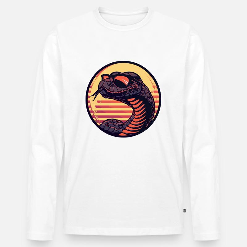 Schlange Kobra Comic Cool - Männer Premium Bio Langarmshirt - Weiß