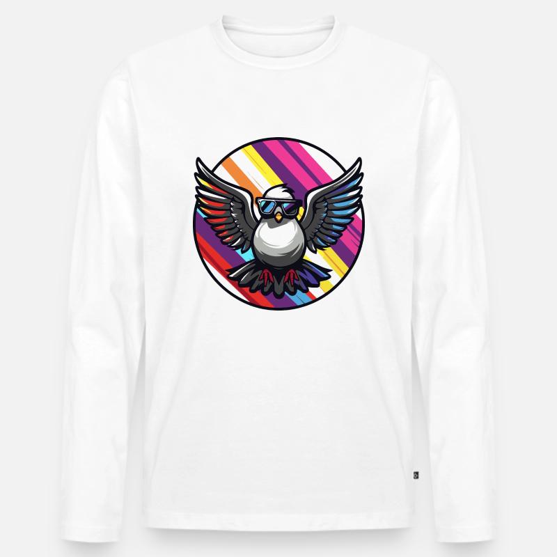 Taube Vogel Cool Comic - Männer Premium Bio Langarmshirt - Weiß