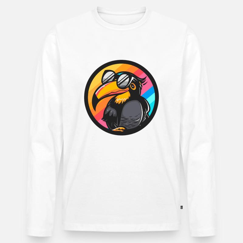 Tukan Vogel Comic Cool - Männer Premium Bio Langarmshirt - Weiß