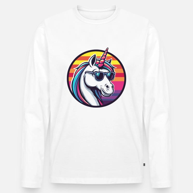 Einhorn Cool Comic - Männer Premium Bio Langarmshirt - Weiß