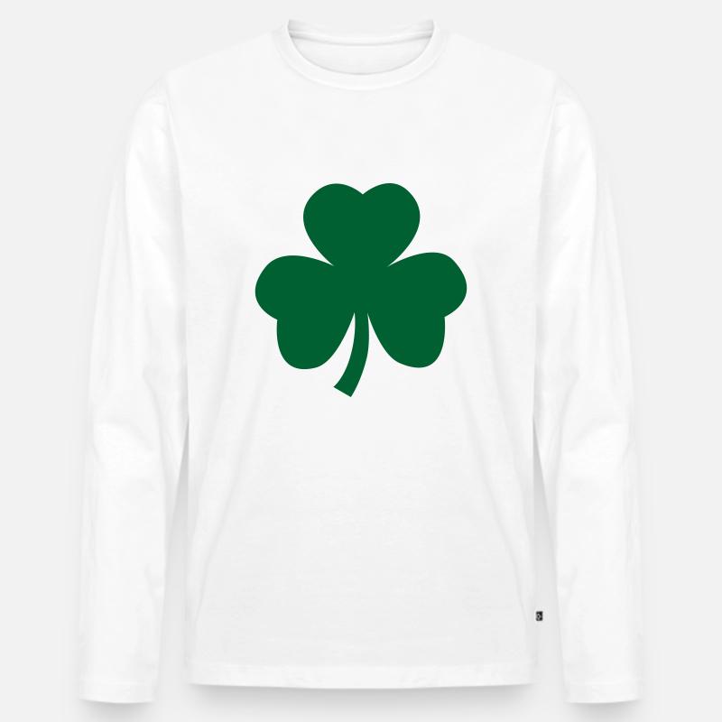 Kleeblatt - Männer Premium Bio Langarmshirt - Weiß