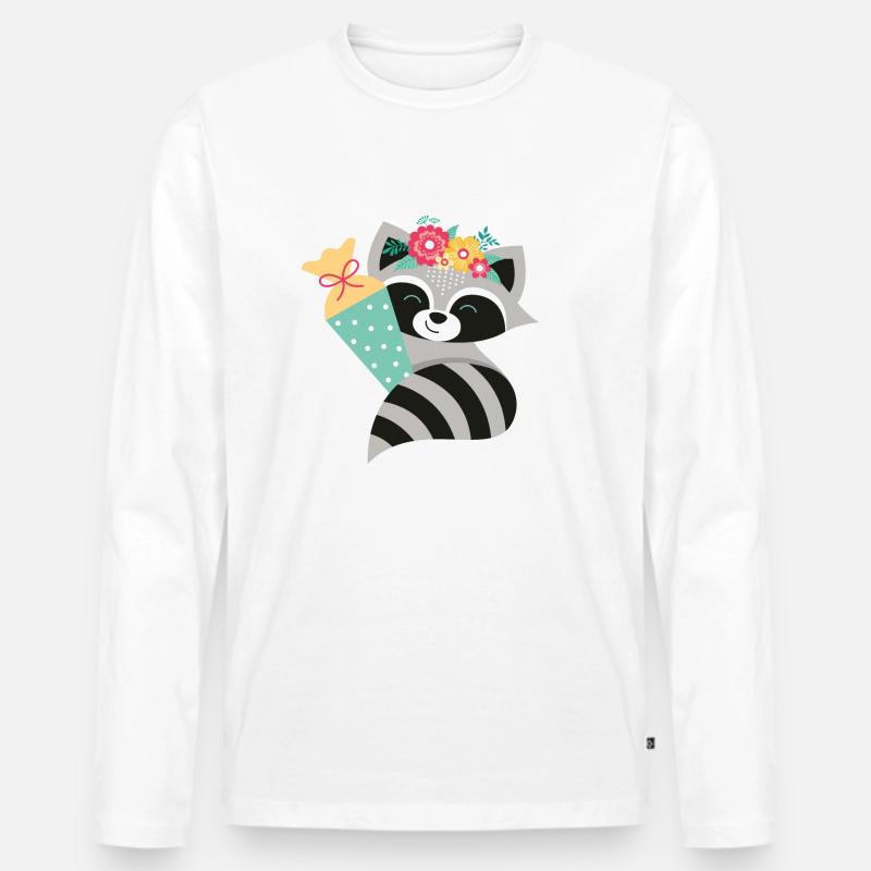 Waschbär Schulkind - Männer Premium Bio Langarmshirt - Weiß